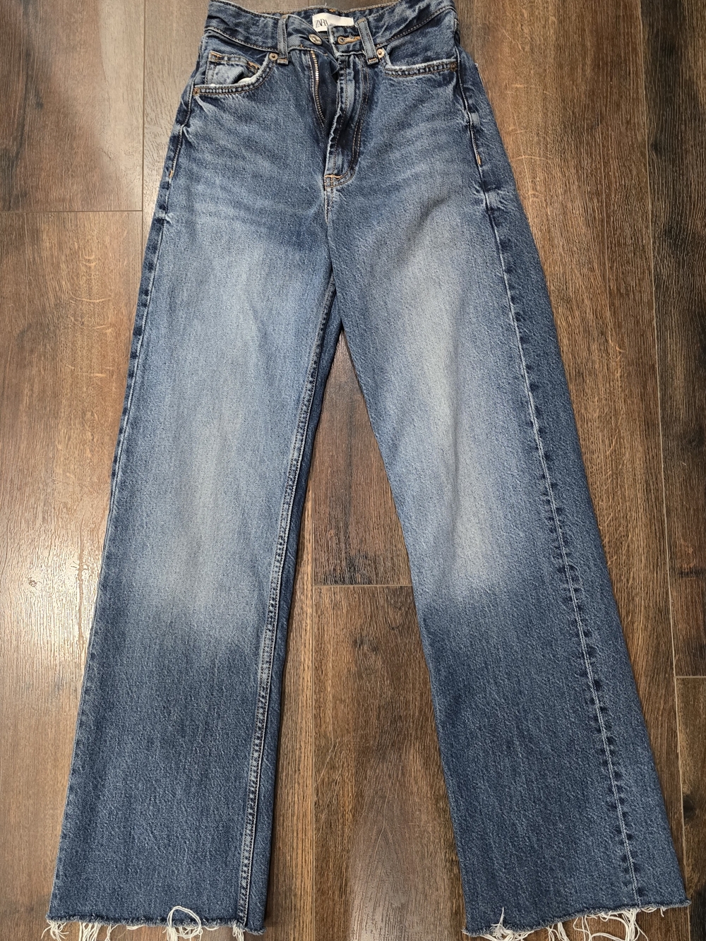 Zara Blue Wide-Leg High-Rise Jeans
